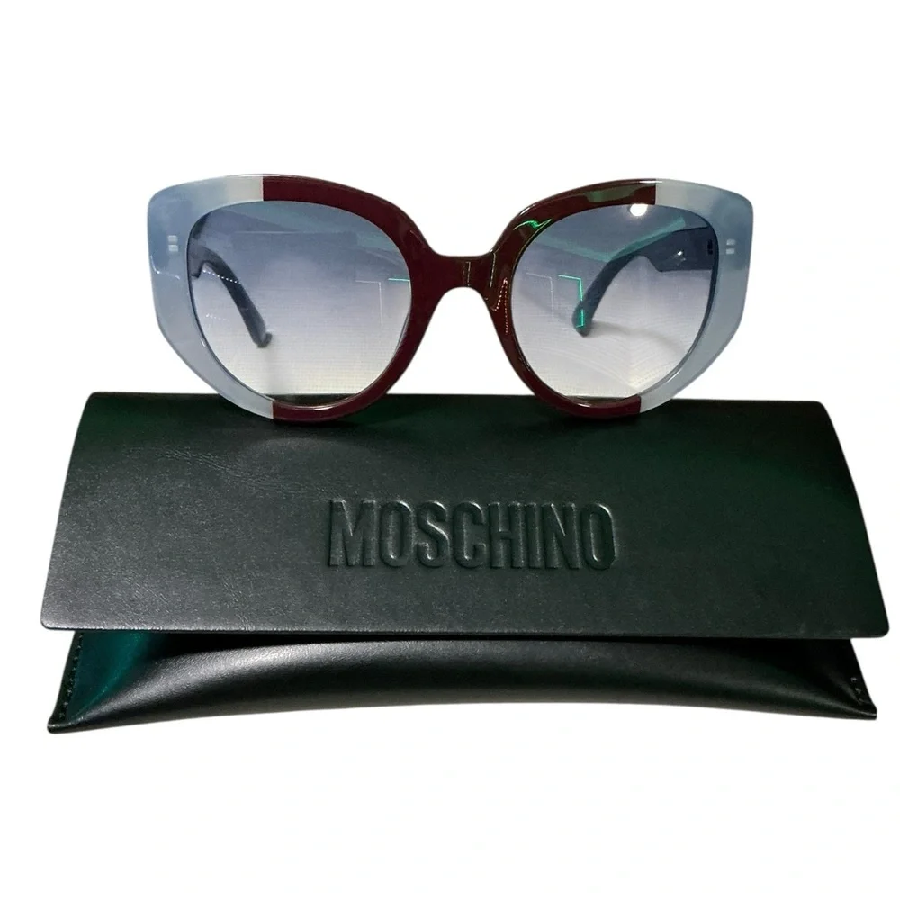 MOSCHINO 53mm Gradient Sunglasses Blue/Brown $262 Retail NWT